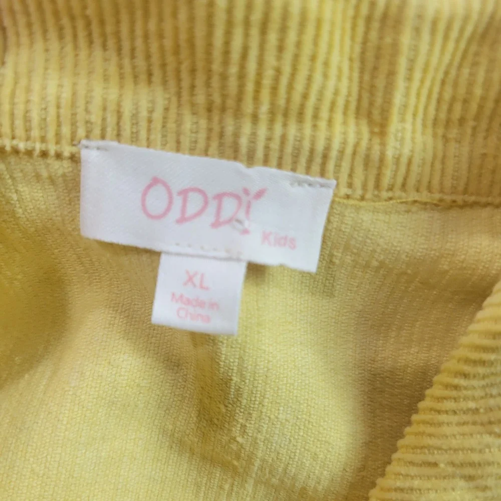 ODDY Kids Corduroy Jacket Girls‎ XL Yellow Shacket Raw Hem Puff Sleeve UJ15271K